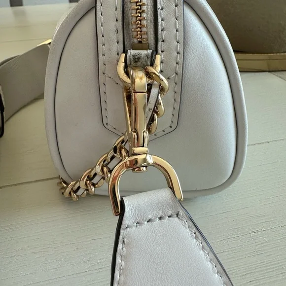 Michael Kors Jet set leather woven crossbody bag white gold - Picture 5 of 13